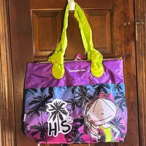 Hablando Sola - Tote Bag - Purple Black Fluorescent Green NWT